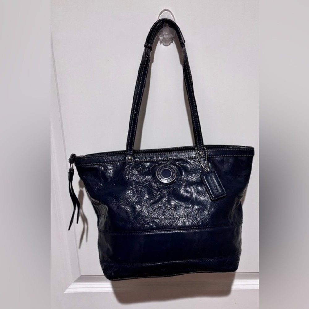 Coach Navy Blue Patten‎ Leather Tote With Original Hang Tag